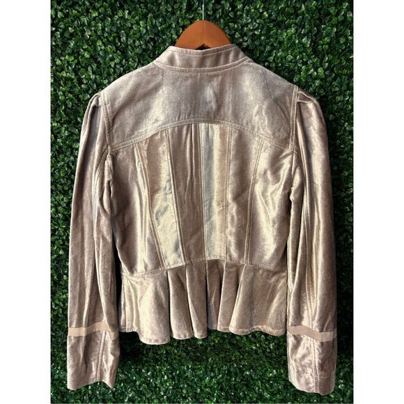 Free People Ballet Racer Ruffle Velvet Jacket Size XS Crop Fitted Button NEW Vel - Picture 5 of 8